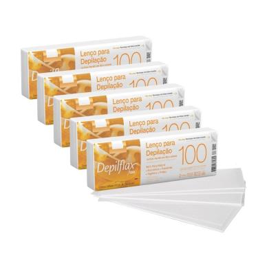 Imagem de Lenço para Depilação Kit 500 Fibra Natural Descartável Branco Depilflax