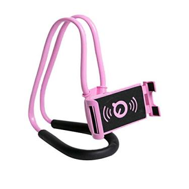 Imagem de Suporte para celular preguiçoso pendurado no pescoço, braços longos flexíveis, suporte com clipe giratório 360 faça você mesmo, várias funções para mesa, bicicleta e motocicleta (rosa)