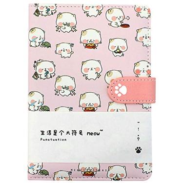 Imagem de Caderno de Caderno Japonês de Couro PU Clara Cute Cat Notebook Agenda de Viagem, 04714light pink, one size