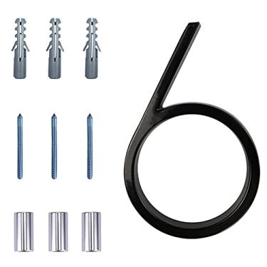 Imagem de Números de casa modernos flutuantes de 12,7 cm, número de endereço doméstico de liga de zinco da Deamos para casa externa com acabamento de tinta reflexiva preto, montagem flutuante ou montagem embutida [número 6]