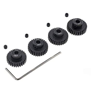 Imagem de Conjunto de engrenagem de pinhão de 4 peças 48P 3,175 mm endurecido 28T 29T 30T 31T 48DP Pitch Gears RC Upgrade Part with Screwdriver