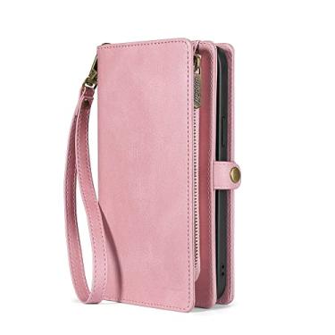 Imagem de Bolsa de telefone móvel magnética multifuncional bolsa de pulso de couro cartão carteira de negócios smartphone capa protetora para iphone 11 12 pro max mini xr x xs max se 2020 7 8 6 6 s plus, rosa, para iphone 11 pro max