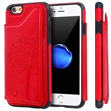 Imagem de Capa de couro com aleta de luxo para iPhone 12 11 13 Pro Max XR XS X SE 2020 6 6S 7 8 Plus Wallte porta-cartões com capa para telefone, vermelho, para iPhone 12