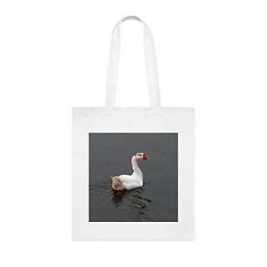 Imagem de Sacola animal domesticada, presente de pato de aves, bolsa de ombro de pato de aves, bolsas reutilizáveis, cesta de Natal de aniversário, ideia de presente, Branco