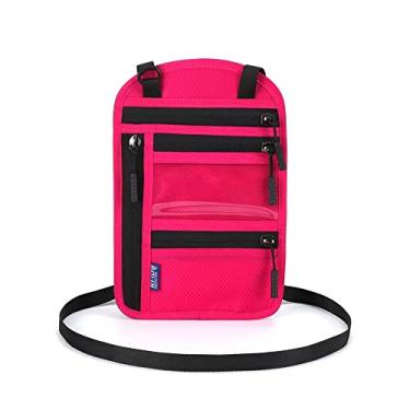 Imagem de WOULDWIN Pescoço Carteira RFID Bloqueio Titular do Passaporte Fácil de Ocultar Bolsa de Viagem Vermelho