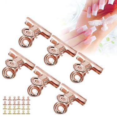 Imagem de Clipes de extensão de unhas curva C 12 peças clipes de pinça de unha, clipes de saco clipes clipes de comida, clipes de buldogue de plástico acessórios multifuncionais para arte de unhas para lojas, escritório e cozinha doméstica (ouro rosa)