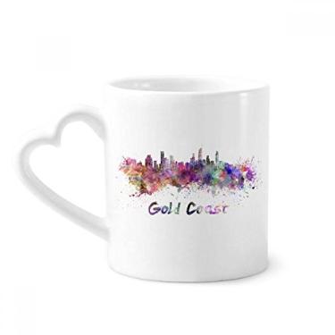 Imagem de Gold Coast Gana Africa City Caneca Aquarela Café Cerâmica Copos Copo de Coração de Vidro