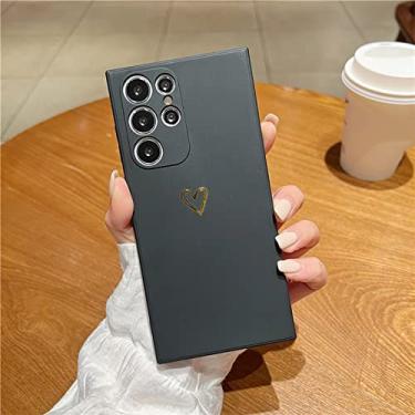 Imagem de Capa de telefone de coração folheada fofa para Samsung S22 Ultra S20 FE S21 Plus S10 Lite S9 S8 Nota 20 10 Pro 9 8 Capa de TPU macia quadrada, preta, para nota 20