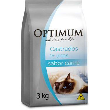 Imagem de Ração Seca Optimum Carne para Gatos Adultos Castrados - 3 Kg