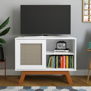 Imagem de Balcão Bar Miami Detalhe Em Palha Sintética Branco