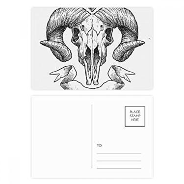 Imagem de Conjunto de cartões postais com ilustrações de desenho de animais de caveira de cabra, cartão de felicitações de aniversário