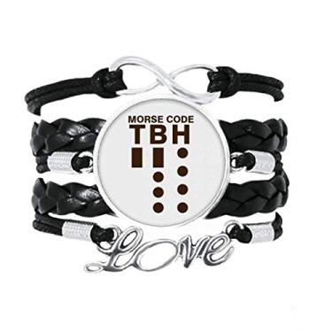 Imagem de OFFbb-USA Pulseira Morse Code Honestly Expressed Point Line Acessório Love Pulseira de couro torcido para presente