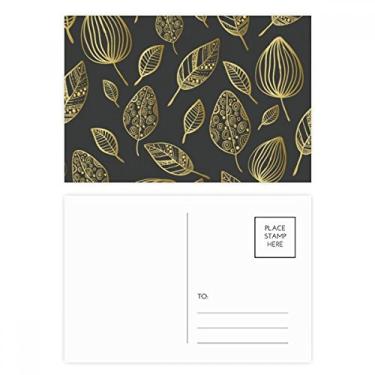 Imagem de Conjunto de cartões postais de aniversário para desenho de folhas douradas