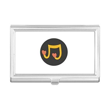 Imagem de Adorável porta-cartões de visita com notas musicais em forma de coração