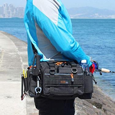 Imagem de Mochila de pesca Bolsa de equipamentos de pesca Bolsa de equipamento de pesca Mochila de ombro à prova d'água Bolsa tipo estilingue transversal com suporte para haste