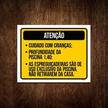 Imagem de Placa Atenção Cuidado Crianças Espreguiçadeiras 18x23