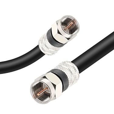 Imagem de Cabo Coaxial Digital Postta CL2 Quad Shielded branco RG6 com conectores F-Male, Preto, 15FT
