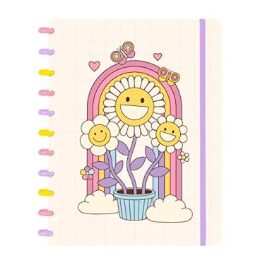Imagem de Caderno Disco ISCOOL Inteligente G Retro Colorido Flores
