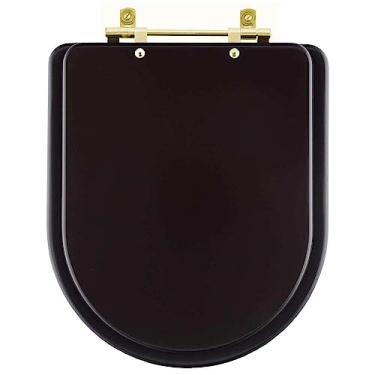 Imagem de Assento Sanitário Carrara Marrom Fosco para vaso Deca Com Ferragem Dourada