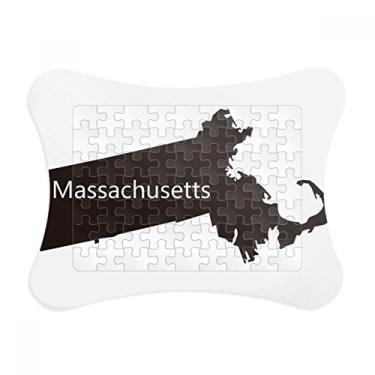 Imagem de Ornamento de quebra-cabeça de mapa dos EUA Massachusetts para decoração de quadros, quebra-cabeça