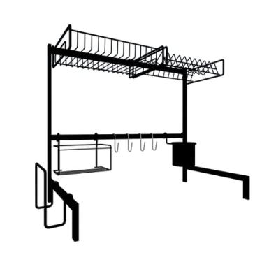 Imagem de Escorredor de Louça Suspenso Bancada Autossustentável 63cm Preto DiCarlo