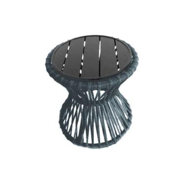 Imagem de Mesa De Centro Sol Em Corda Náutica E Base Em Alumínio Preta 50cm Cinza - Cor: Cinza