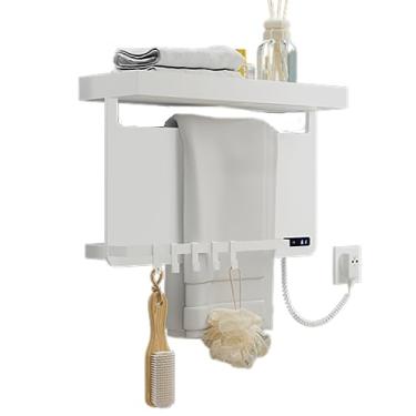 Imagem de Toalheiro elétrico de banheiro display LED inteligente trilhos de secagem de aquecimento à prova d'água termostato temporizador aquecedores de toalhas de parede, branco, 60 * 40 * 20 cm