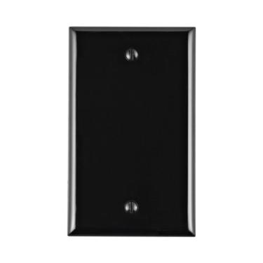 Imagem de Leviton 80714-E 1-Gang sem dispositivo placa de parede, tamanho padrão, nylon termoplástico, suporte de caixa, preto
