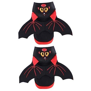 Imagem de Wakauto 2 Unidades cachorro gatinho asas de morcego de morcego gato preto vestidos roupas de gato do dia das bruxas fantasias de asas de morcego engraçado Batsuit xs vestuário