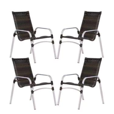 Imagem de Kit 4 Cadeiras Emily Em Alumínio E Fibra  Pedra Ferro