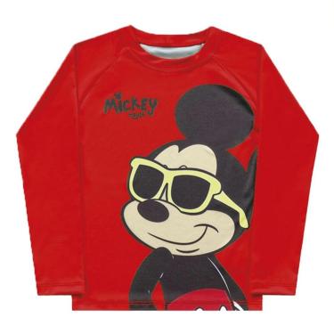 Imagem de Camiseta Mickey Praia Proteção UV 50+ Mickey Disney Manga Longa Térmica Tam 4 ao 10 Fakini-Unissex