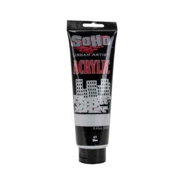 Imagem de Soho Urban Artist Tinta acrílica para corpo pesado - tubo de 250 ml - prata - grossa, cor rica, excelente cobertura, qualidade profissional - tinta acrílica para artistas