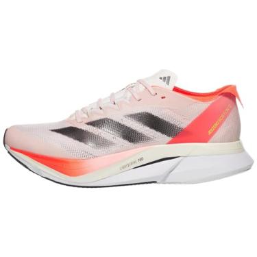 Imagem de adidas Tênis de corrida feminino Adizero Boston 12, Rosa arenoso/Aurora Met./Vermelho solar, 9.5 Wide