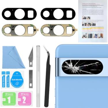 Imagem de 2 peças para reposição de lente de câmera traseira ASDAWN para Google Pixel 8 Pro de 6,7 polegadas com adesivo pré-instalado, kit de lente de câmera traseira Pixel 8 Pro com manual de instalação +