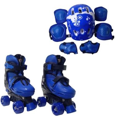 Imagem de Patins De 4 Rodas Com Kit de Proteção Elite (AZUL, 36/39)