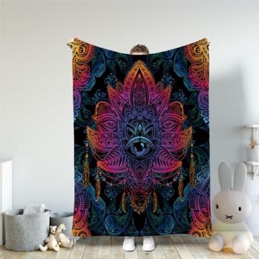 Imagem de Manta mandala macia Boho cobertor de flanela presentes para adultos cobertor aconchegante para decoração de casa e sofá de todas as estações, 127 x 152 cm