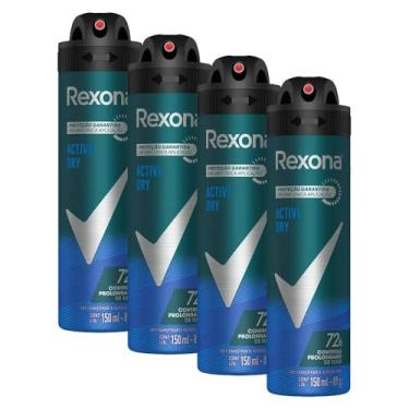 Imagem de Kit 4 Desodorantes Rexona Men Aerossol Antitranspirante Active 150ml