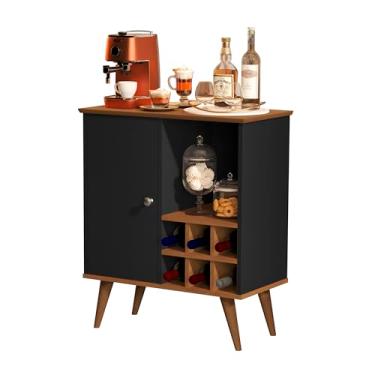 Imagem de Buffet Aparador Balcão Com Adega Sala Jantar Royal 1 Porta (Black/Freijo)