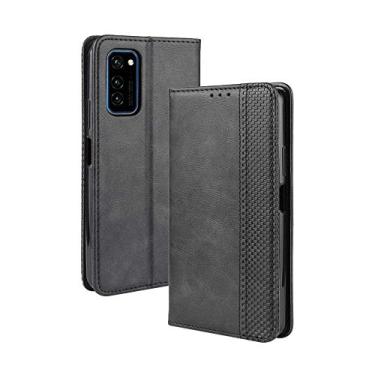 Imagem de Capa para Huawei Honor V30/V30 Pro, capa flip carteira com suporte de couro para Huawei Honor V30/V30 Pro, capa magnética retrô para celular, capa carteira com compartimentos para cartões