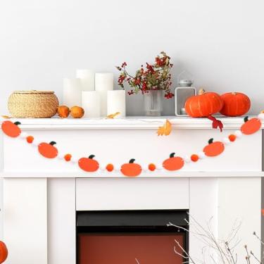 Imagem de Faixa de Halloween Faixa de Outono Guirlanda de Bola de Feltro com Abóbora Decorações de Halloween Interior para Lareira Manto Suprimentos de Festa de Parede