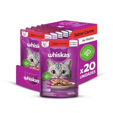 Imagem de Pack Ração Úmida Whiskas Sachê Carne ao Molho para Gatos Adultos 85 g - 20 unidades