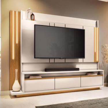 Imagem de Home Theater Decorativo Punk para TV até 75" com LED Off White/Cinamom