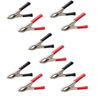 Imagem de 5 par garra jacare 20a 73mm preto vermelho - IMPORTADA