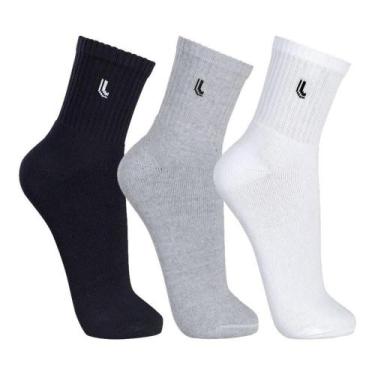 Imagem de Kit 3 Pares Meia Lupo Cano Alto Sport 3245 Conforto, Branco, Preto, 37