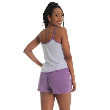 Imagem de Baby Doll Roxo Silk Fristyle Malha Estampada Short Doll Verão, M, Roxo