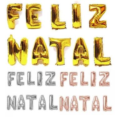 Imagem de Kit Balão Feliz Natal Decoração Natal Dourado Prata ou Rose - Festas e