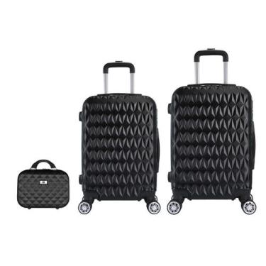 Imagem de Mala de viagem bordo, grande e frasqueira em abs eagle ac74, Preto