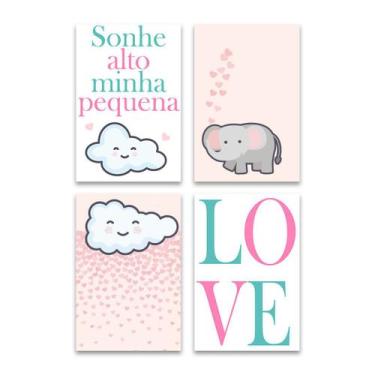 Imagem de Kit 4 Placas Decorativas Infantil Menina Frases Mdf 20x30 cm - Art Pri
