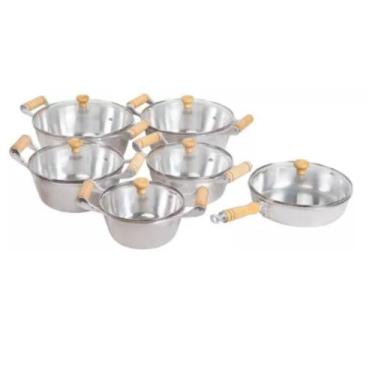 Imagem de Jogo De Panelas Alumínio Fundido Polido E Frigideira 6 Peças - NF