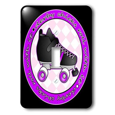 Imagem de 3dRose Interruptor de patins roll-on With It Lsp_28510_1 Derby Chicks Roll With It roxo preto